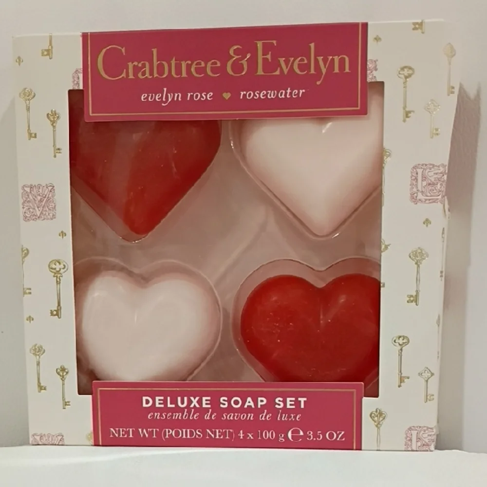 Crabtree & Evelyn Heart Soap Set - Red and Cream